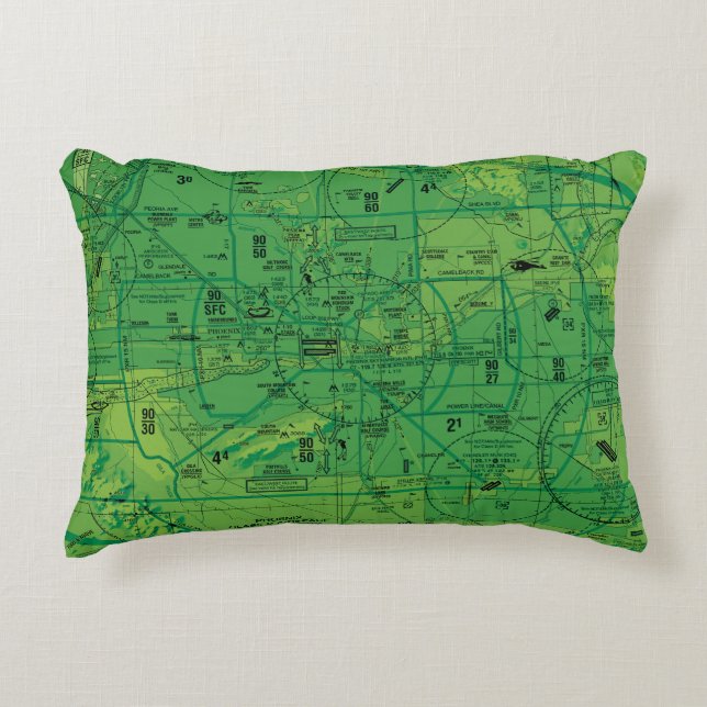 Aviation Chart Decorative Cushion (Front)