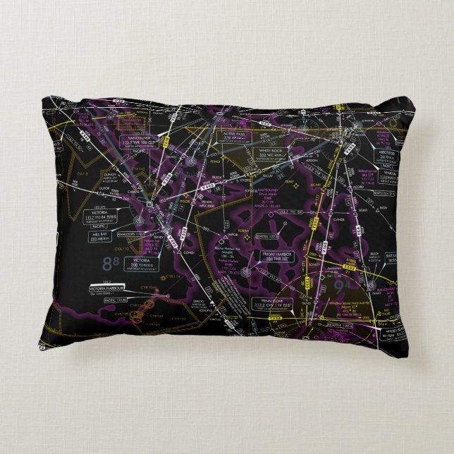 Aviation Chart Decorative Cushion (Back)