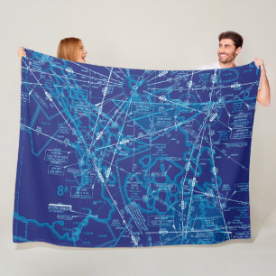 Aviation chart fleece blanket