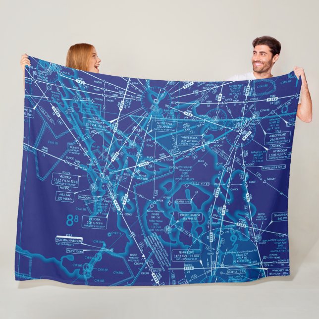 Aviation chart fleece blanket (In Situ)