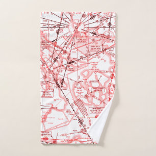 Aviation chart hand towel