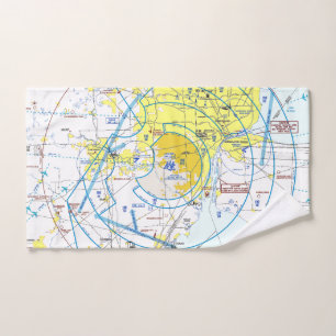 Aviation chart hand towel
