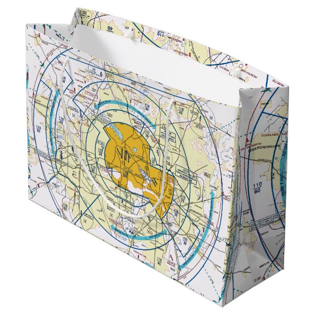 Aviation Chart Large Gift Bag (Back Angled)