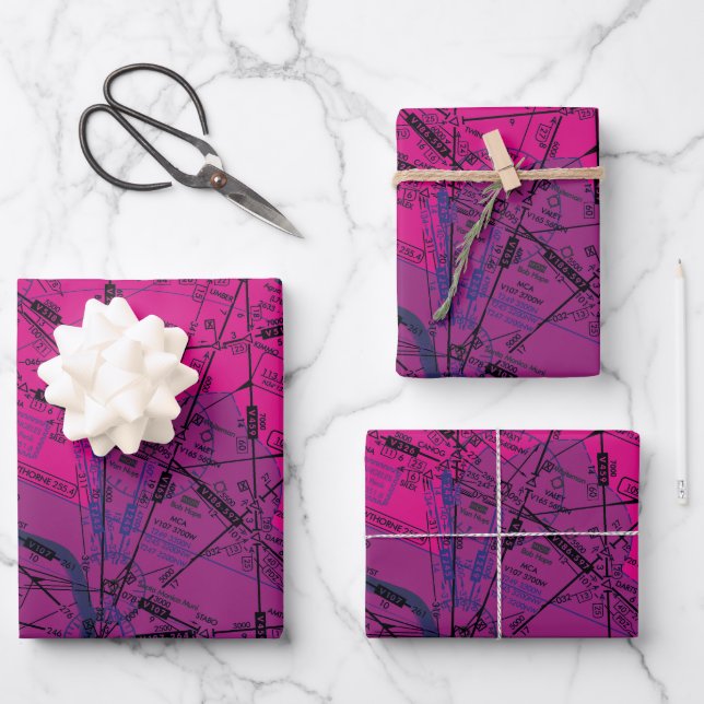 Aviation Chart Wrapping Paper Sheet (Front)