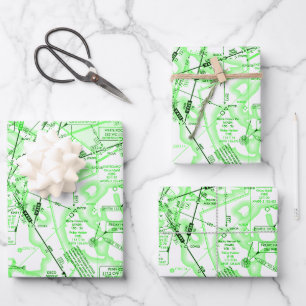 Aviation Chart Wrapping Paper Sheet