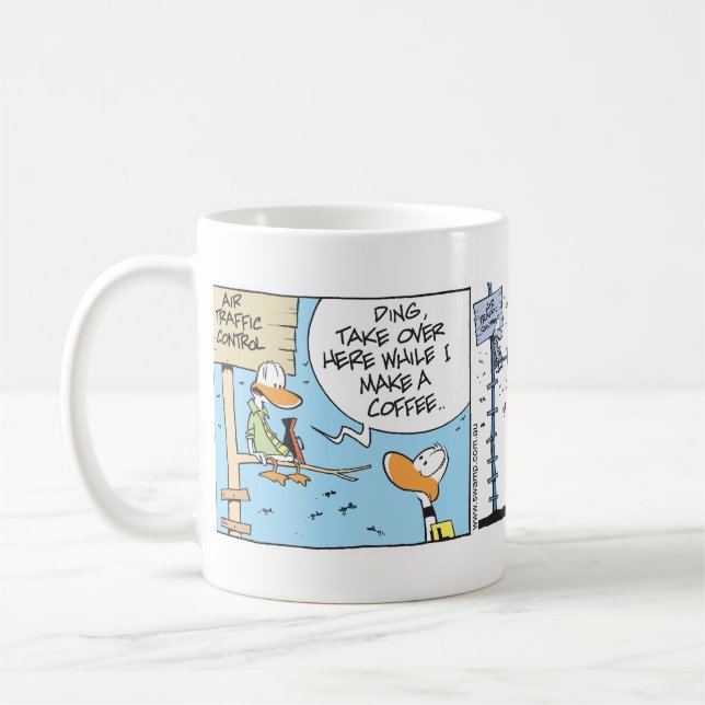 Aviation Coffee Humour Cartoon Mug (Left)