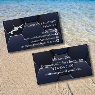 Aviation Company Professional Modern Blue & White Business Card