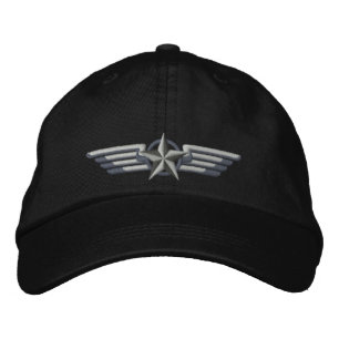 Aviation Embroidered Star Badge Pilot Wings Hat
