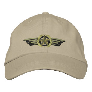 Aviation Embroidered Star Laurels Pilot Wings Embroidered Hat