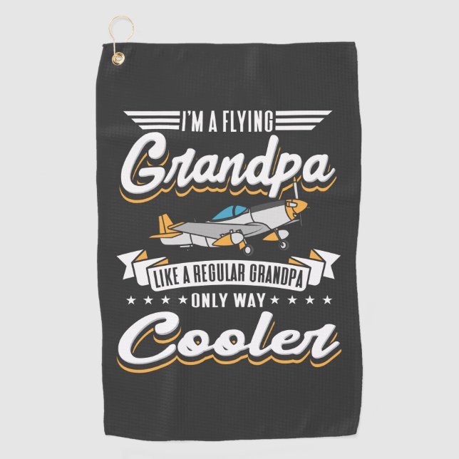 Aviation Grandpa Only Cooler Gag Golf Towel (Front)