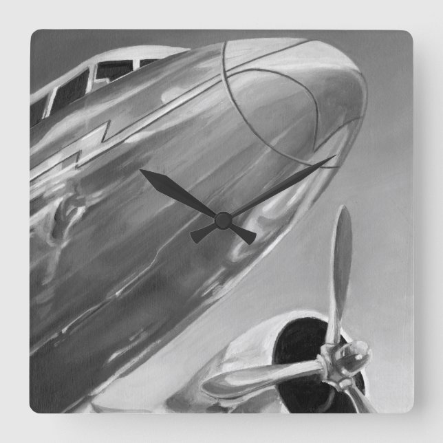 Aviation Icon: Up-Close View Square Wall Clock (Front)