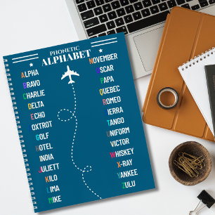 Aviation NATO Phonetic Alphabet & Aeroplane, Cool Notebook