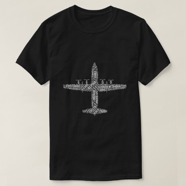 Aviation Phonetic Alphabet Words C130 Hercules Sha T-Shirt (Design Front)