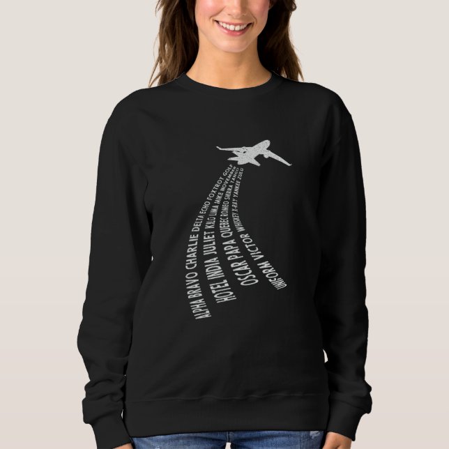 Aviation Pilot Airplane Phonetic Alphabet Wordclou Sweatshirt (Front)