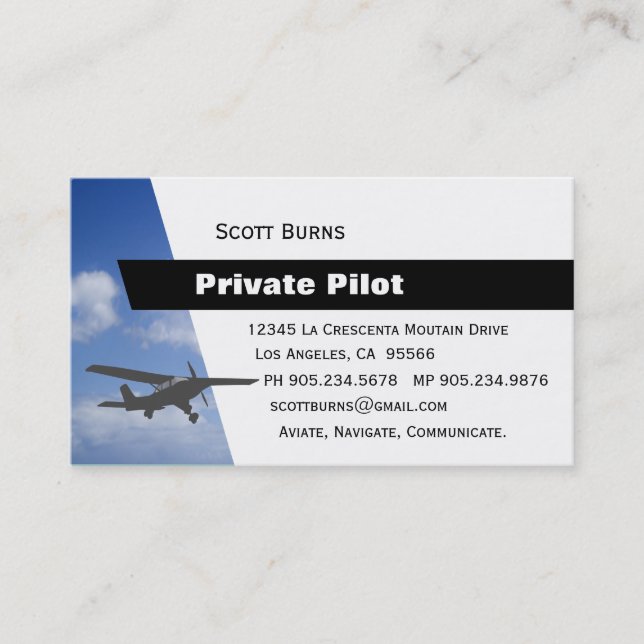Aviation Pilot Business Card (Front)