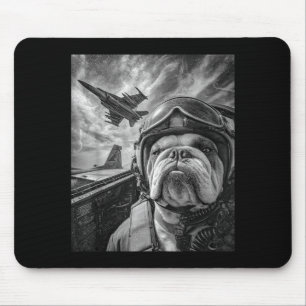Aviation Pilot Fighter English Jet Bulldog Selfie Mouse Pad