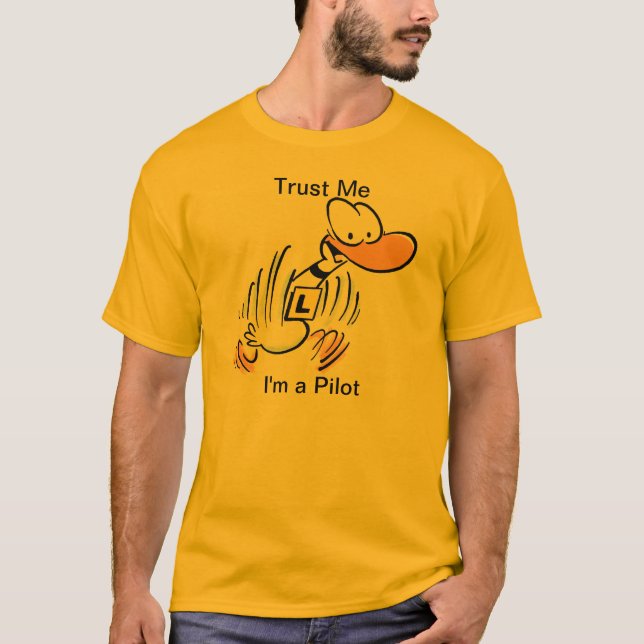 Aviation Pilot Humour Cartoon Duck T Shirt (Front)