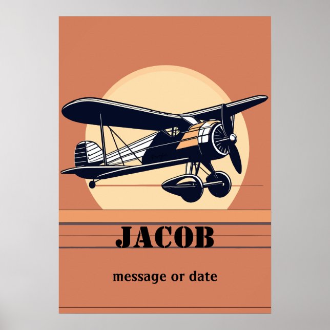 Aviation Retro Aeroplane | Any Name  Poster (Front)