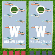 Aviation Retro Blue Pilot Family Monogram Aeroplan