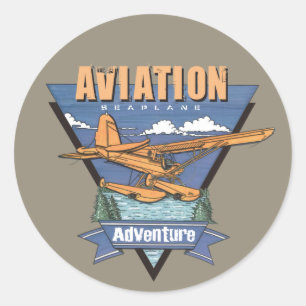Aviation Seaplane Adventure Classic Round Sticker