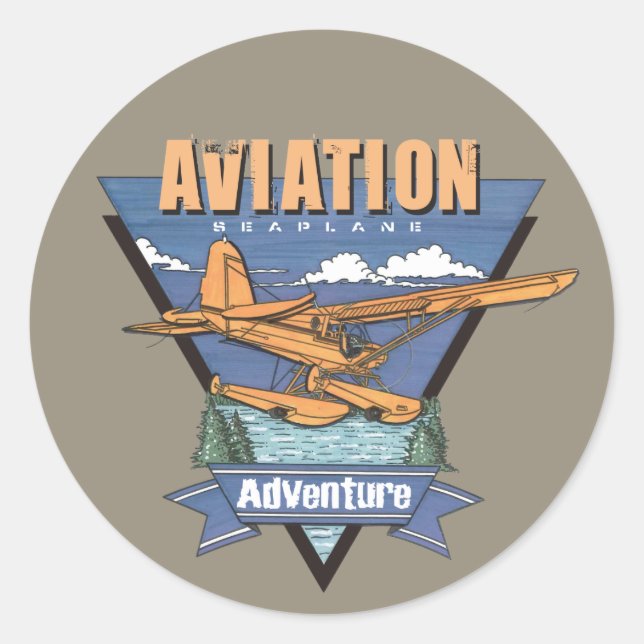 Aviation Seaplane Adventure Classic Round Sticker (Front)