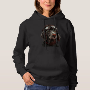 Aviation Weimaraner Dog Airplane Pilot on Weimaran Hoodie