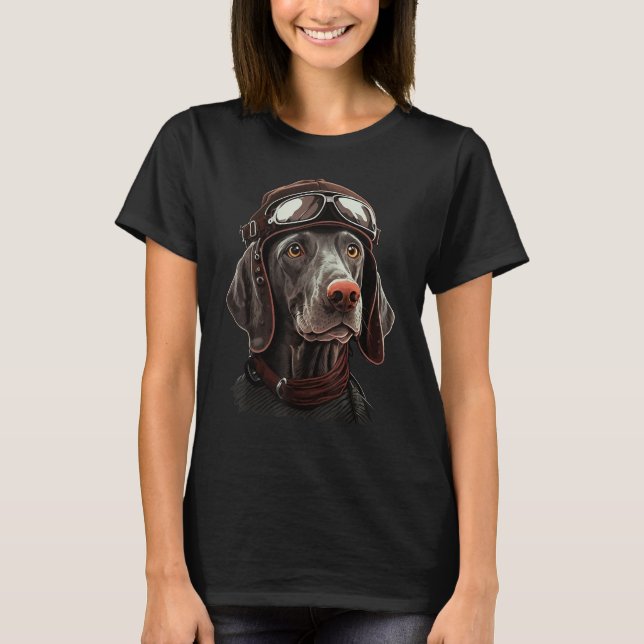 Aviation Weimaraner Dog Airplane Pilot on Weimaran T-Shirt (Front)