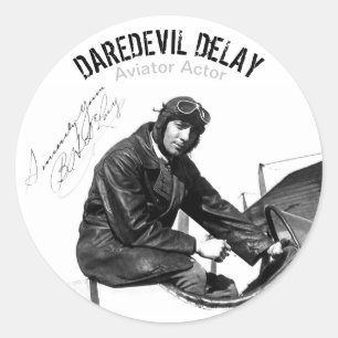 Aviator Actor DAREDEVIL DeLAY - Decal Sheet Classic Round Sticker