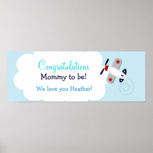 Aviator Aeroplane Custom Baby Shower Banner Print