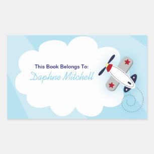Aviator Aeroplane Custom Book Plate Sticker