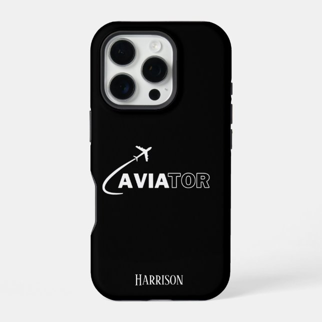 Aviator & Aeroplane,Minimalist,Monogram Initials iPhone Case (Back)