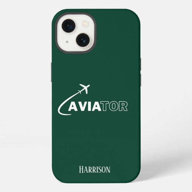 Aviator & Aeroplane,Minimalist,Monogram Initials iPhone Case (Back)
