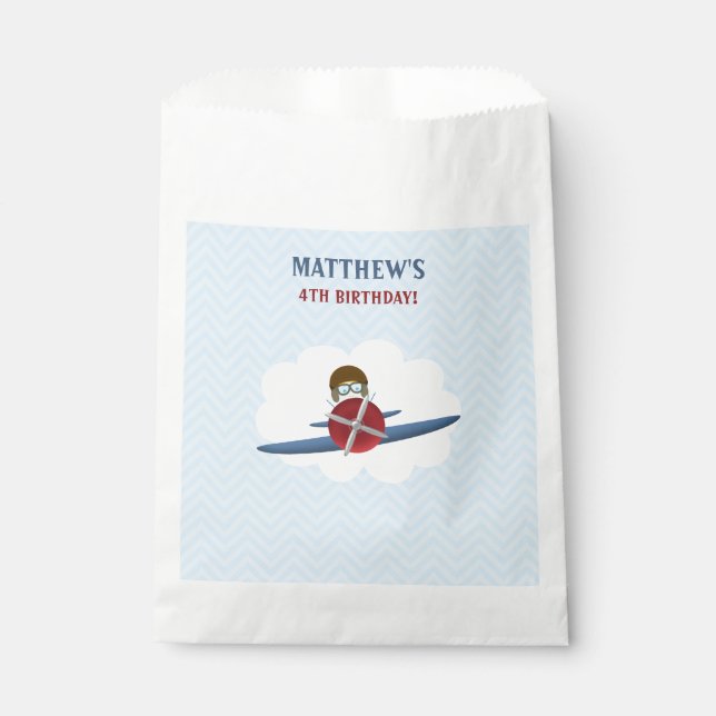 Aviator and His Plane Favour Bags (Front)