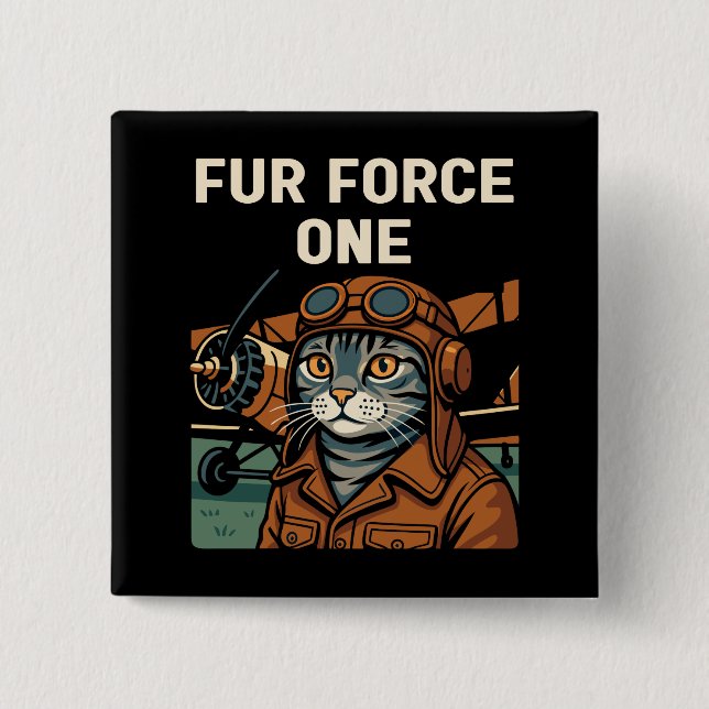 Aviator Cat Flying Feline Commander 15 Cm Square Badge (Front)