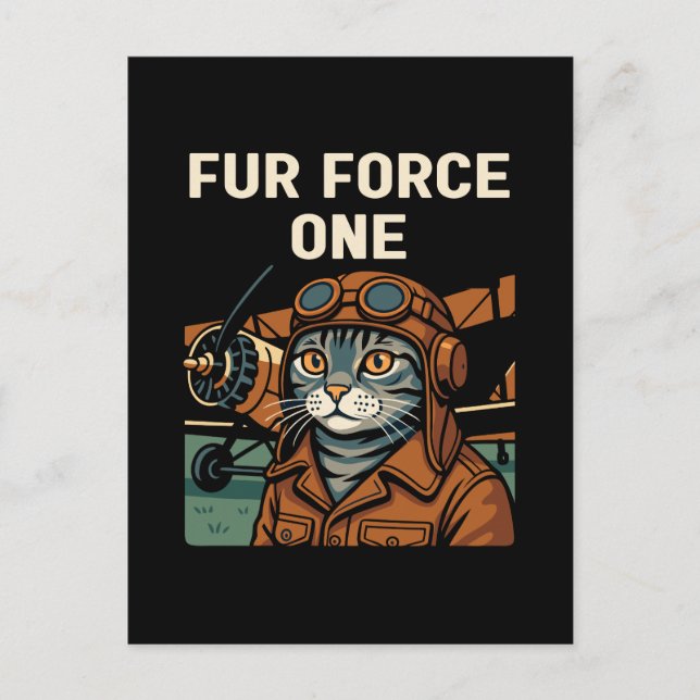 Aviator Cat Flying Feline Commander Holiday Postcard (Front)