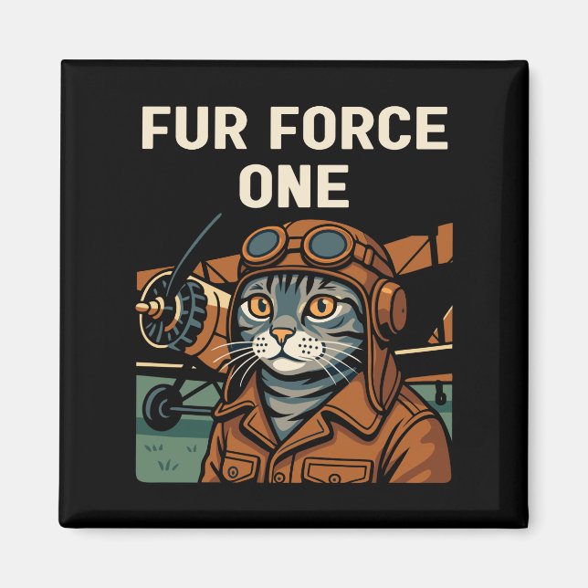 Aviator Cat Flying Feline Commander Magnet (Front)