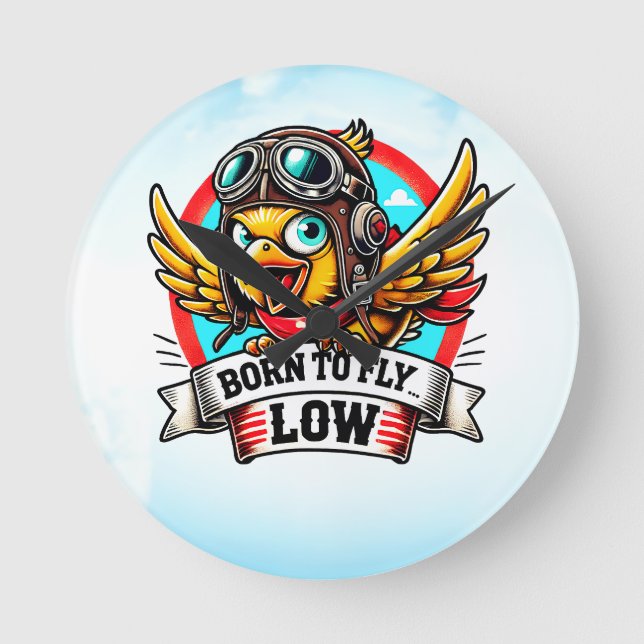 Aviator Chick Round Clock (Front)