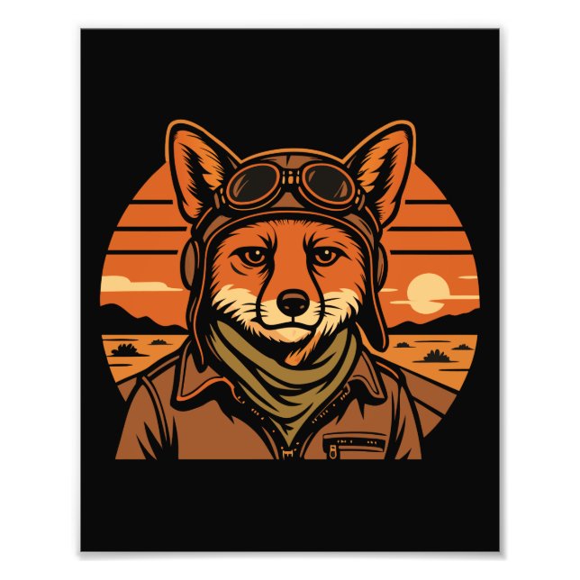 Aviator Fox Flying Foxy Wings Photo Print (Front)
