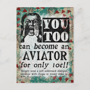 Aviator - Funny Vintage Retro Postcard