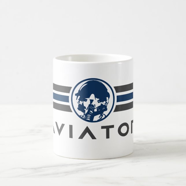 Aviator Logo With Fighter Pilot Helmet Coffee Mug (Center)