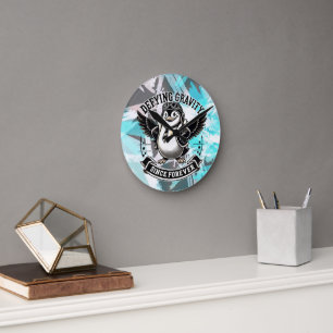 Aviator Penguin Round Clock