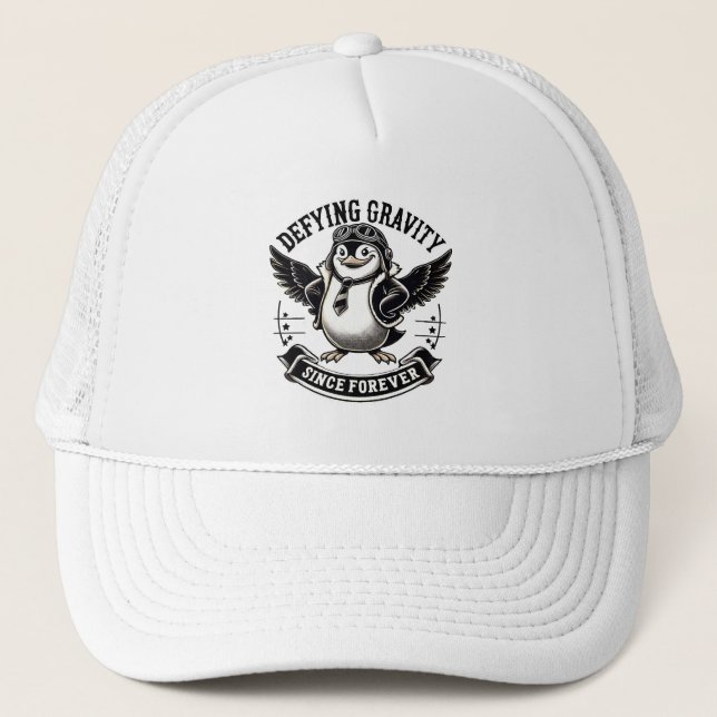 Aviator Penguin Trucker Hat (Front)
