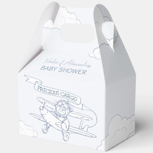 Aviator Pilot Aeroplane Precious Cargo Baby Shower Favour Box (Front)
