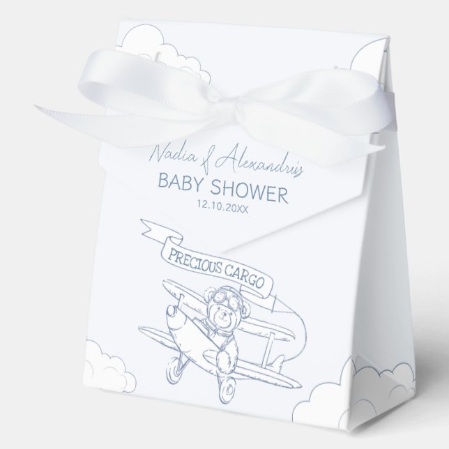 Aviator Pilot Aeroplane Precious Cargo Baby Shower Favour Box (Front)