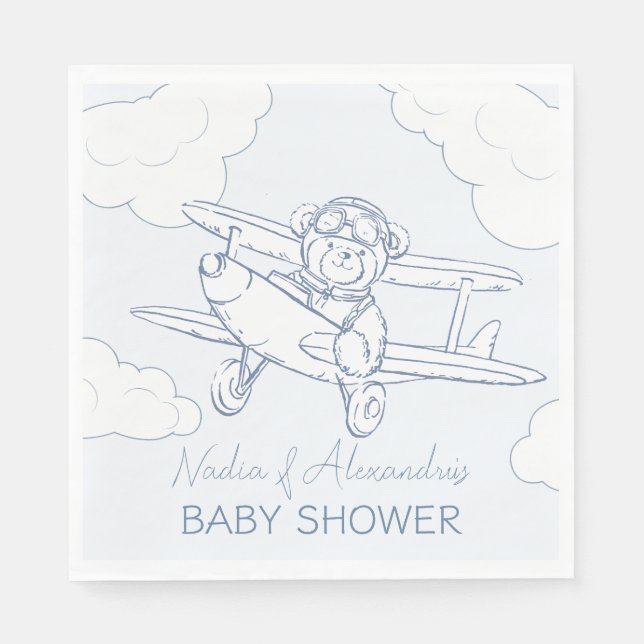 Aviator Pilot Aeroplane Precious Cargo Baby Shower Napkin (Front)