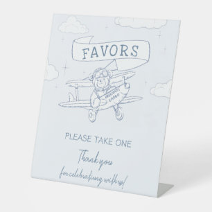 Aviator Pilot Precious Cargo Baby Shower Favors Pedestal Sign