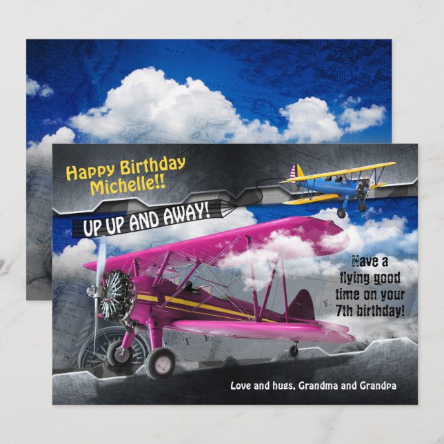 Aviator Plane Birthday Card (Front/Back)
