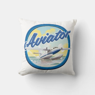 Aviator sea plane blue logo cushion