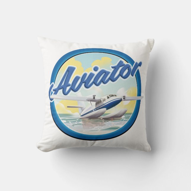 Aviator sea plane blue logo cushion (Front)
