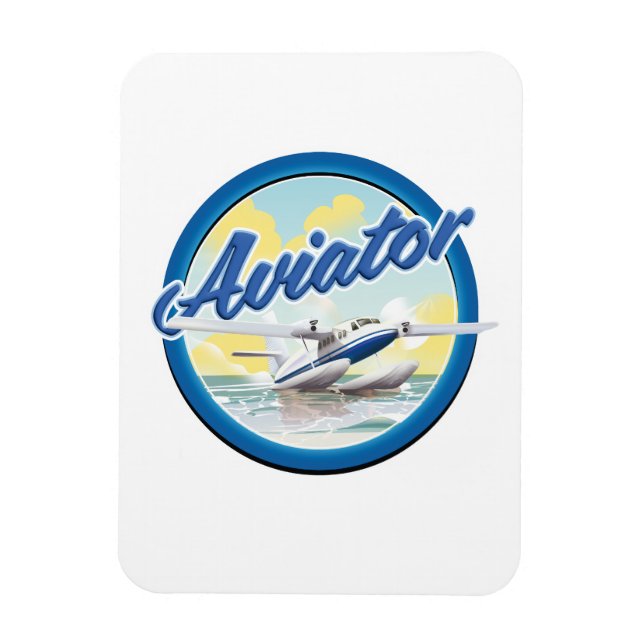 Aviator sea plane blue logo magnet (Vertical)